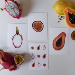 8er Kartenset, Exotische Früchte